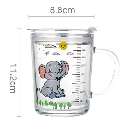 400ml Milk Cup with Cover Silicone straw | Training Glass Mug Baby Dinosaur Unicorn Water Bottle Heat-Resistant - Boo & Bub