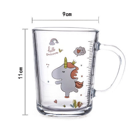 400ml Milk Cup with Cover Silicone straw | Training Glass Mug Baby Dinosaur Unicorn Water Bottle Heat-Resistant - Boo & Bub