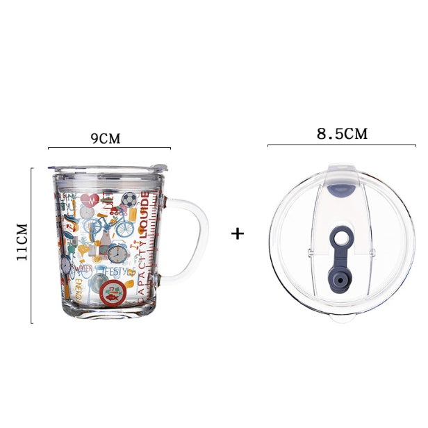 400ml Milk Cup with Cover Silicone straw | Training Glass Mug Baby Dinosaur Unicorn Water Bottle Heat-Resistant - Boo & Bub