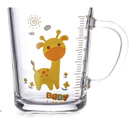 400ml Milk Cup with Cover Silicone straw | Training Glass Mug Baby Dinosaur Unicorn Water Bottle Heat-Resistant - Boo & Bub