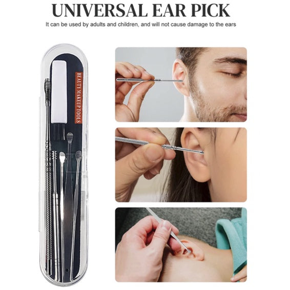 6pcs Ear Wax Pickers | Spoon Care Ear Clean Tool Stainless Steel Earpick Wax Remover Curette Ear Pick Cleaner Ear - Boo & Bub