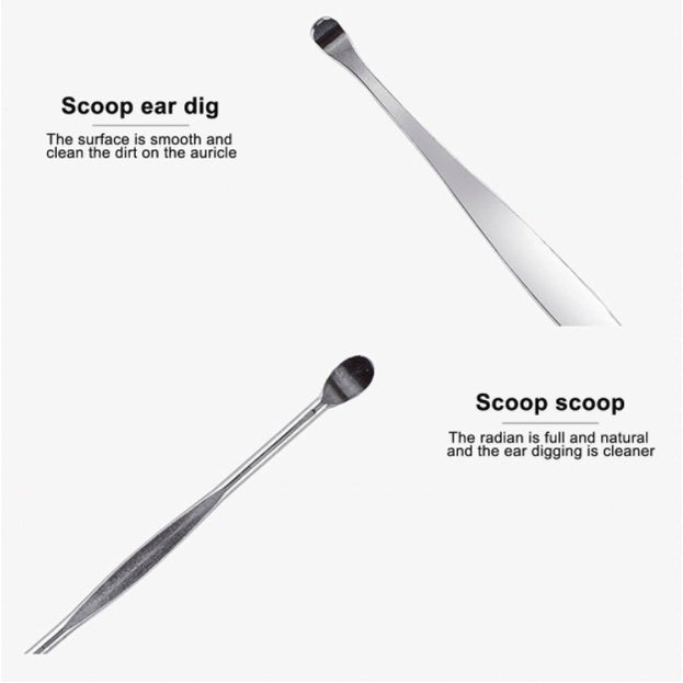 6pcs Ear Wax Pickers | Spoon Care Ear Clean Tool Stainless Steel Earpick Wax Remover Curette Ear Pick Cleaner Ear - Boo & Bub