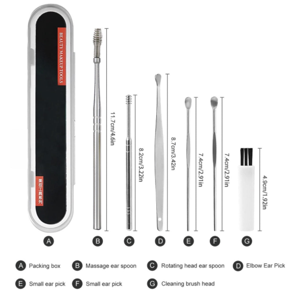 6pcs Ear Wax Pickers | Spoon Care Ear Clean Tool Stainless Steel Earpick Wax Remover Curette Ear Pick Cleaner Ear - Boo & Bub