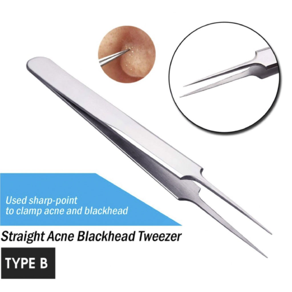 3pcs Acne Blackhead Tweezers | Needle Blemish Pimples Removal Pointed Bend Gib Head Face Care Tools Comedone - Boo & Bub