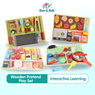 Wooden Pretend Play Board Set | Toy Ice Cream Kitchen BBQ Fruit Shop store Early Education Learning Montessori - Boo & Bub