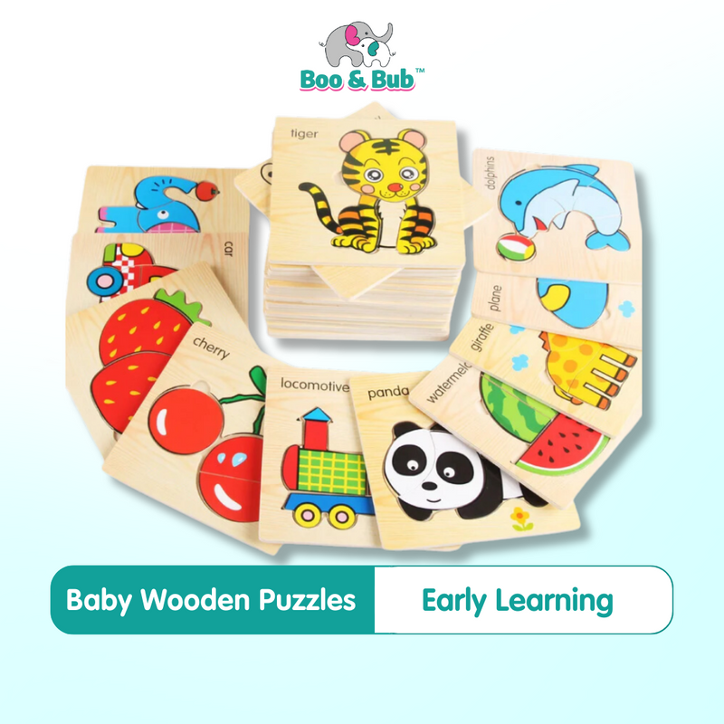 3D baby Wooden Puzzle Jigsaw Early Educational Learning Montessori Toys | puzzle anak, mainan puzzle kayu anak