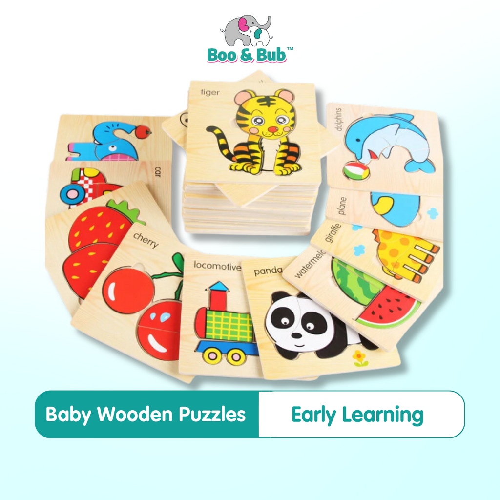 3D baby Wooden Puzzle Jigsaw Early Educational Learning Montessori Toys | puzzle anak, mainan puzzle kayu anak - Boo & Bub