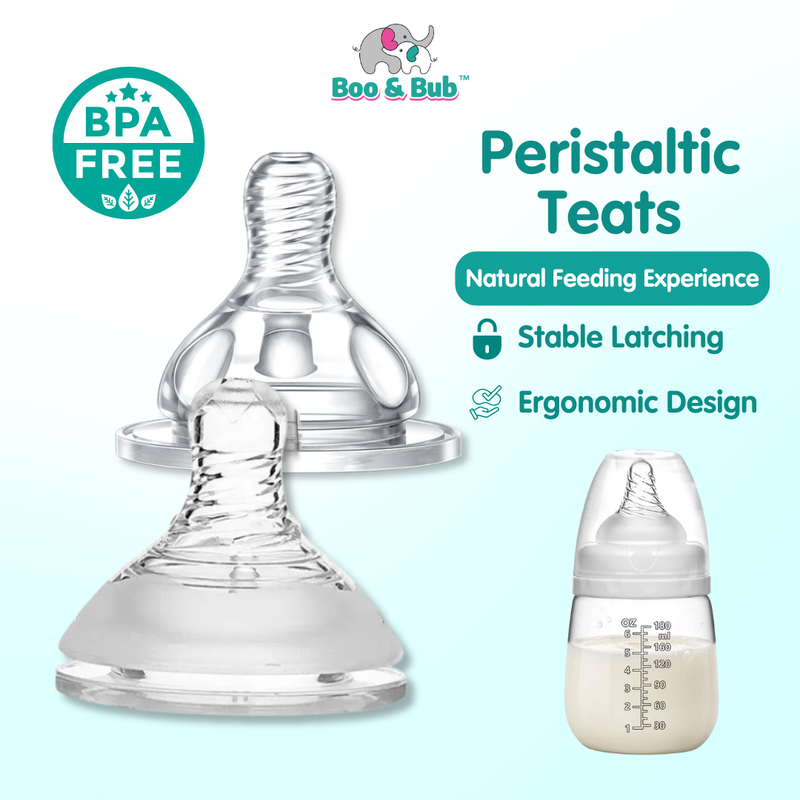 Boo&Bub Peristaltic Teat Silicone Gel Wide Mouth Thick Baby Infant Kids Teether Care Milk Feeding Bottle Pacifier Teat