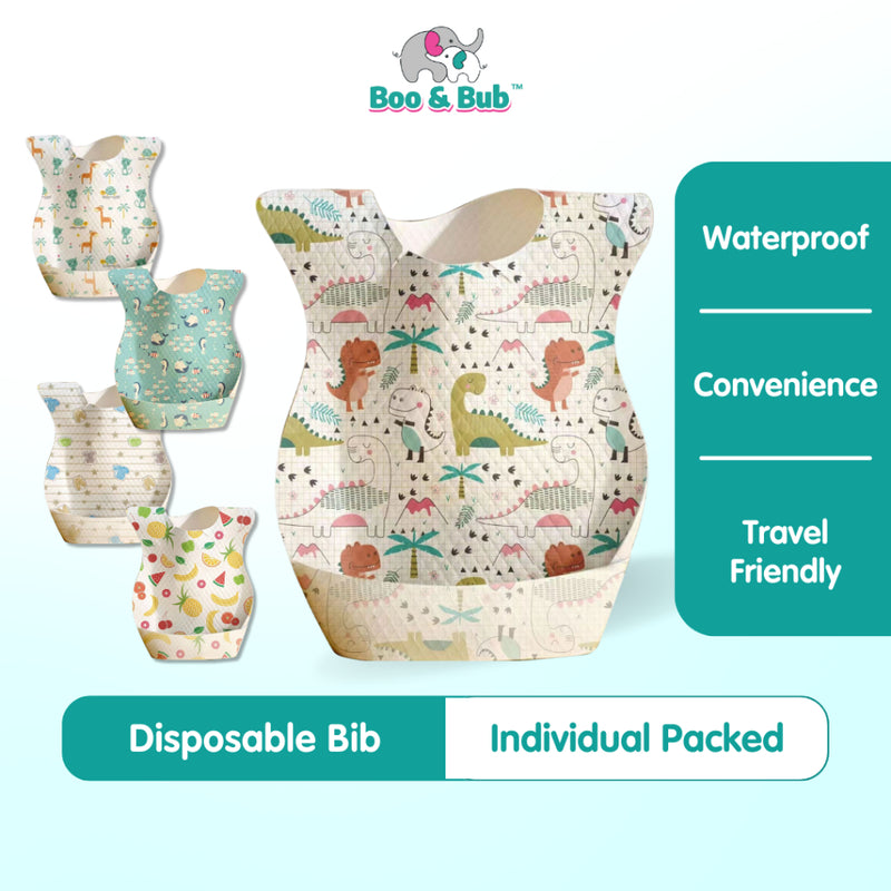 Boo&Bub Baby Disposable Bib Baby Waterproof baby bib Travel Bib disposable baby bib individual packed Lapik Makan 一次性围兜