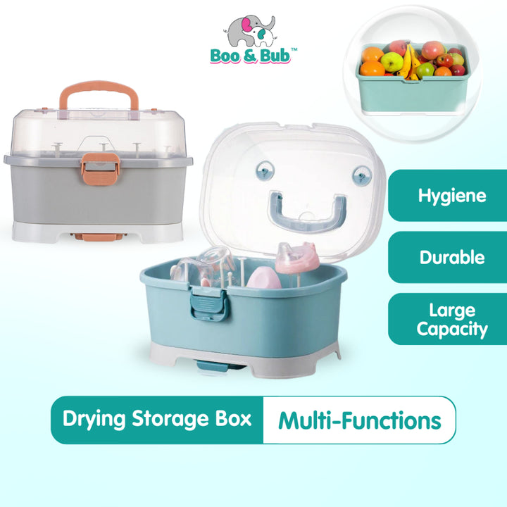Boo&Bub Drying Rack Storage with Cover Large Portable Nursing Bottle Storage Box Organizer Bottle Rack Holder for Baby - Boo & Bub