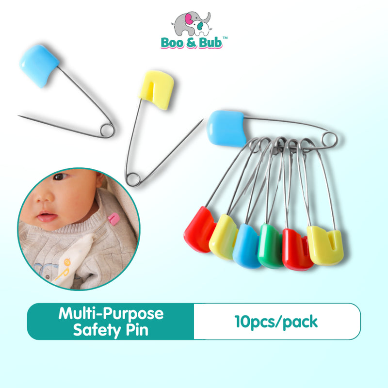 Boo&Bub 10Pcs Plastic Head Safety Pins Baby Kids Cloth Nappy Locking Brooch Buckles Colorful Needle Pins