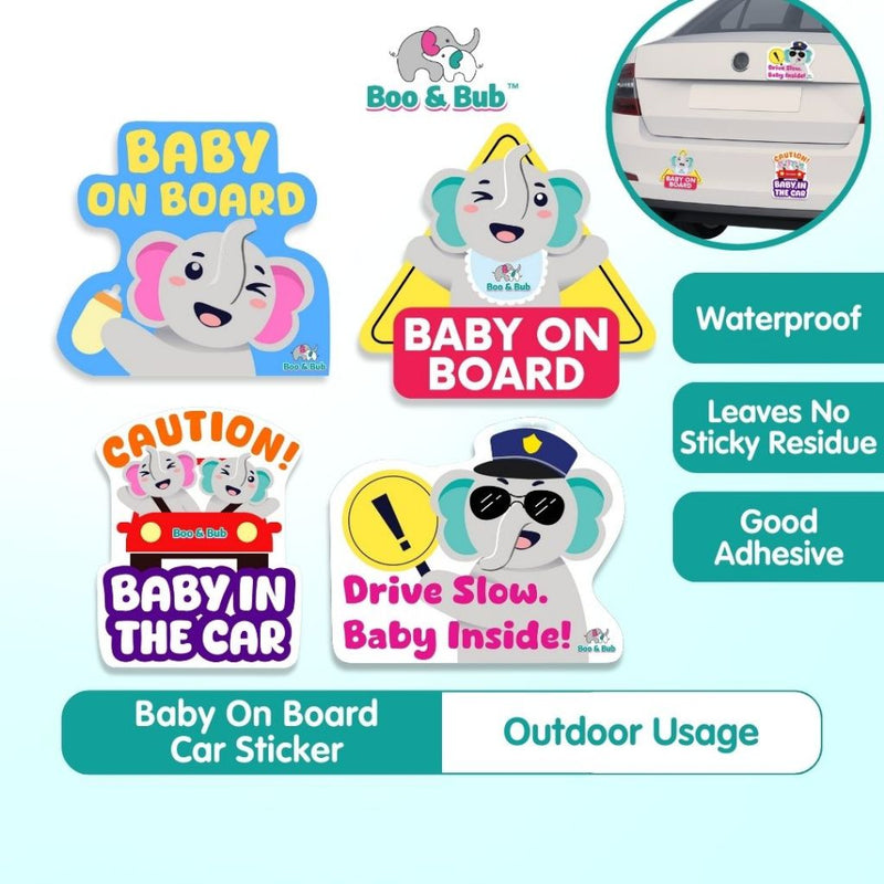 Boo&Bub Baby on Board Sticker |Baby in Car Sticker |Caution Sticker |Cute Baby On Board Sticker