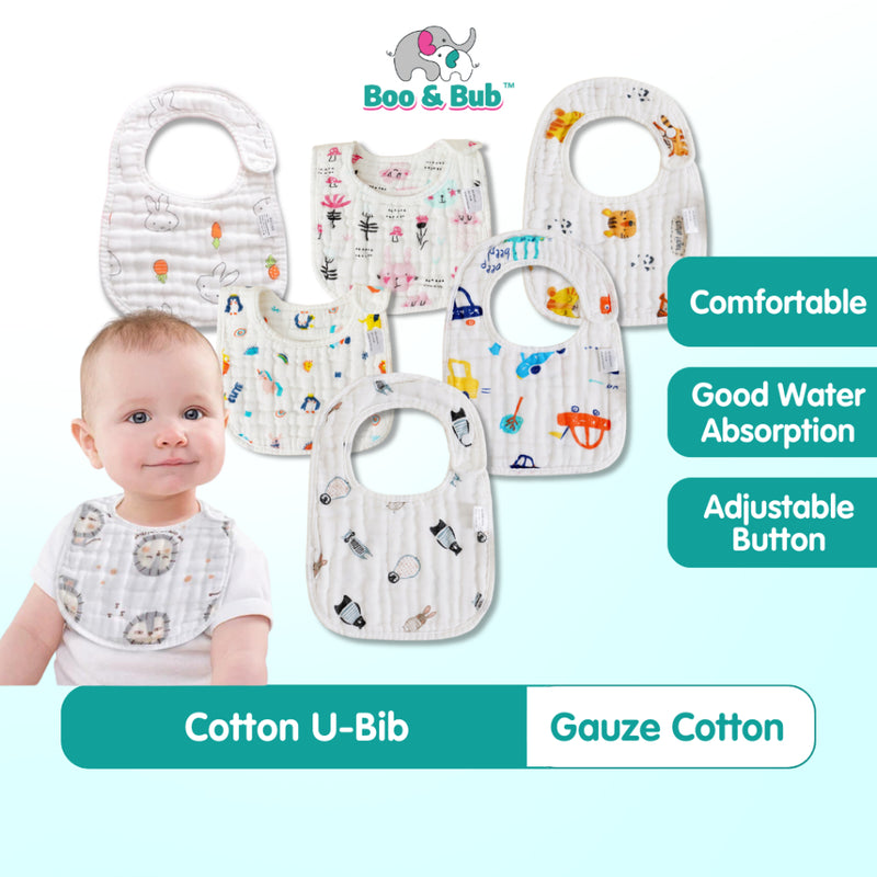 Boo&Bub 8-layer U-shaped Waterproof Saliva Towel Waterproof Bib Baby Cotton Saliva Towel