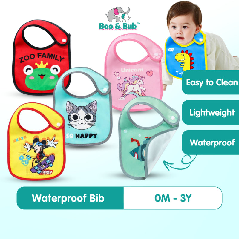 Boo&Bub Waterproof Bib Baby Food Bib Cloths Eating Accessories for Kids Accessory Burp Child Feeding