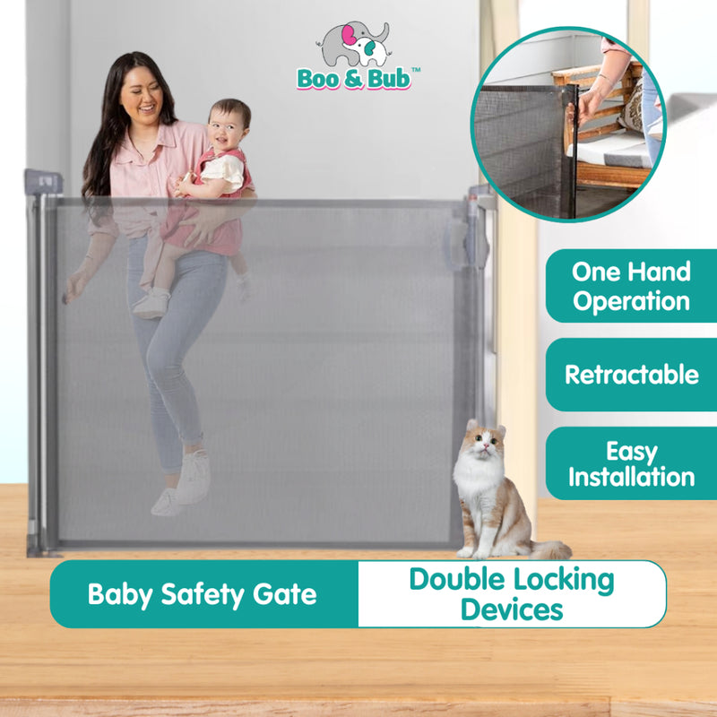 Boo and Bub Retractable Baby Gate Pagar Baby Safety Gate For Stairs Pagar Budak Baby Safety Murah baby door gate 护栏