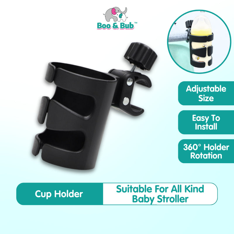 Boo and Bub Baby Stroller Cup Holder Adjustable 360 Rotate PP Material
