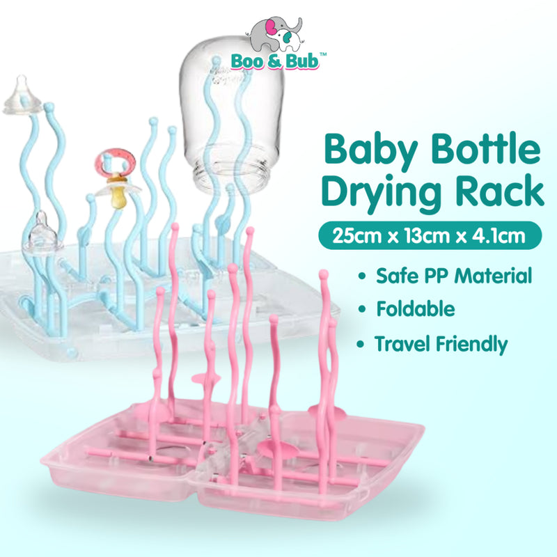 Boo&Bub Foldable Baby Bottle Drying Rack Bottle Stand Pacifier Feeding Bottle Storage Rak Botol Susu Bayi