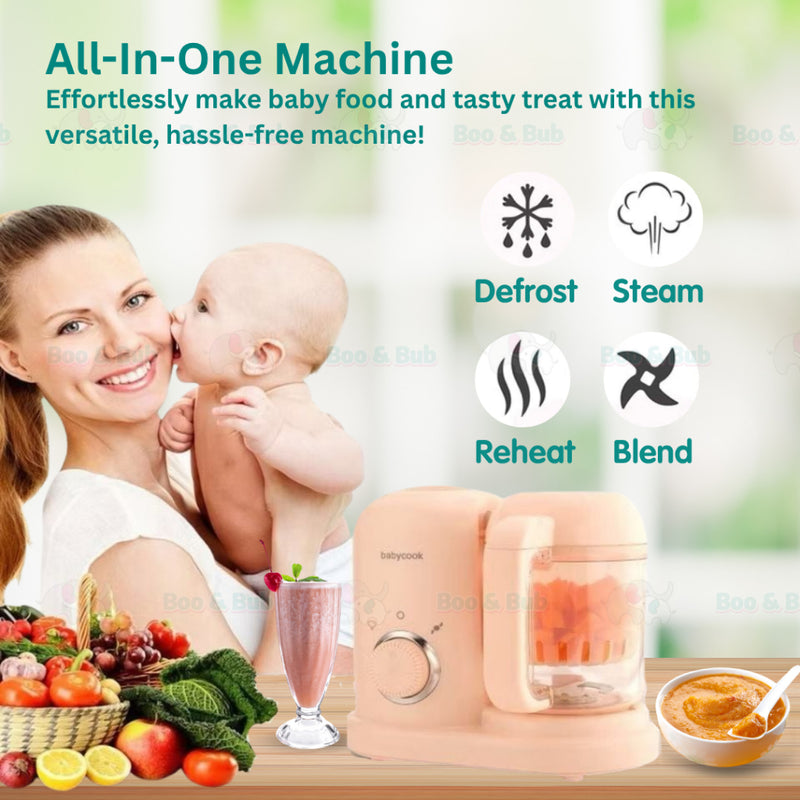 Boo&Bub Baby Food Processor 4 in 1 Baby Food Blender Makanan Baby Blender Baby Food Processor Steamer Mixer Grinder