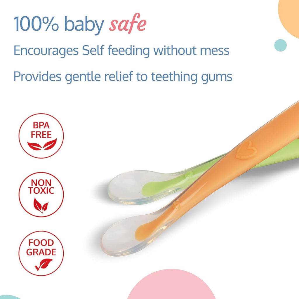 Boo&Bub Flexible Baby spoon and fork set with travel case | Easy to hold utensils for toddler kid feeding dining setkids - Boo & Bub