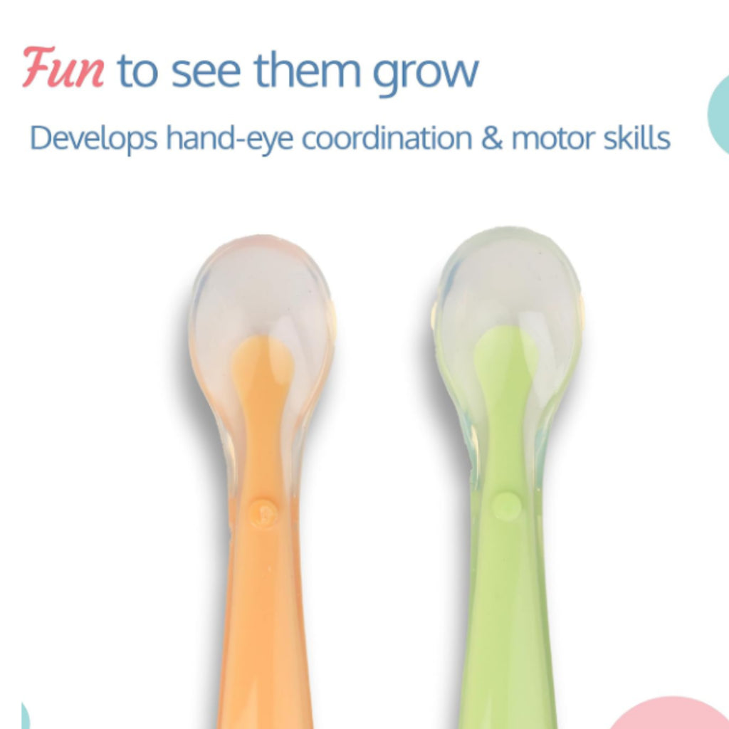 Boo&Bub Flexible Baby spoon and fork set with travel case | Easy to hold utensils for toddler kid feeding dining setkids - Boo & Bub