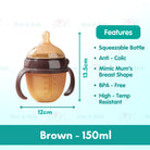 Boo and Bub Brown Silicone Baby Bottle Wide-neck Anti-flatulence Bayi Botol Susu with straw BPA FREE - Boo & Bub