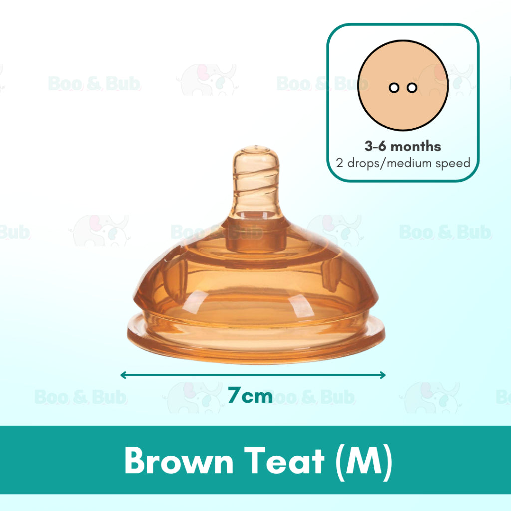 Boo and Bub Brown Silicone Baby Bottle Wide-neck Anti-flatulence Bayi Botol Susu with straw BPA FREE - Boo & Bub