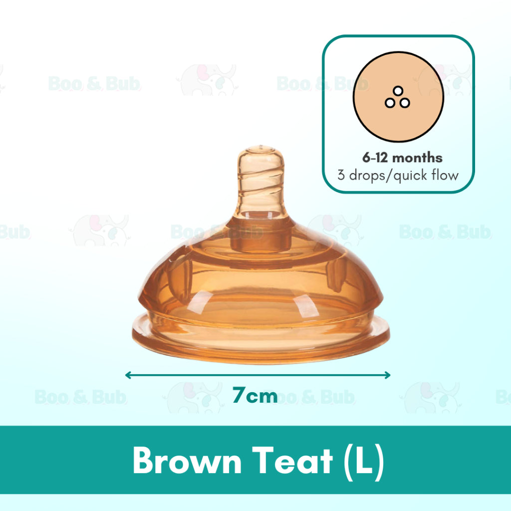 Boo and Bub Brown Silicone Baby Bottle Wide-neck Anti-flatulence Bayi Botol Susu with straw BPA FREE - Boo & Bub