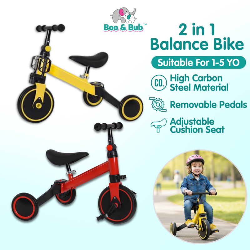 Boo&Bub NEW 2 IN 1 Balance Bike Multifunction Tricycle (3 Wheels) Children Scooter 二合一多功能三轮平衡车