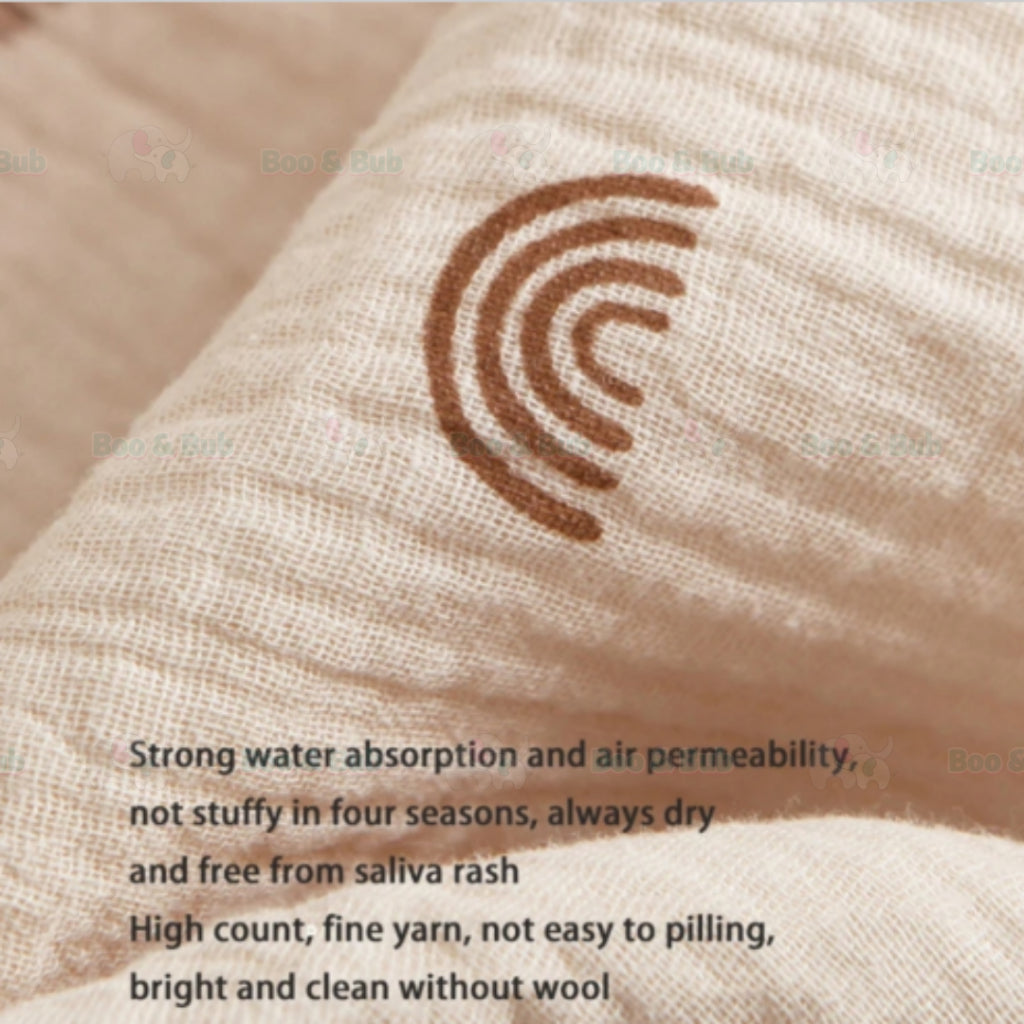 Boo&Bub 6 layers Baby Bib  Cotton Bib Baby Saliva Towel Newborn Baby Saliva Bib Soft Washable drooling Bib 新生儿围兜 柔软可洗 吸水 - Boo & Bub