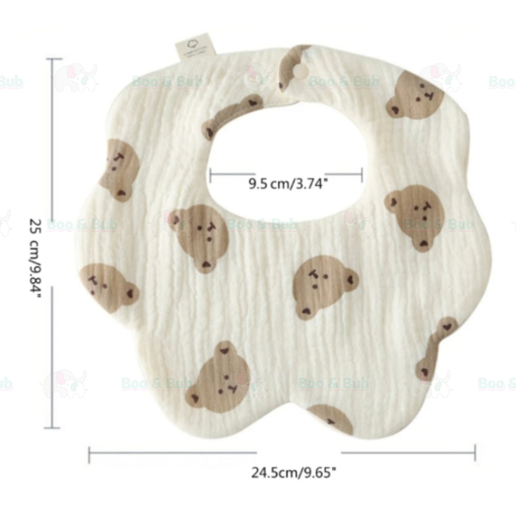 Boo&Bub 6 layers Baby Bib  Cotton Bib Baby Saliva Towel Newborn Baby Saliva Bib Soft Washable drooling Bib 新生儿围兜 柔软可洗 吸水 - Boo & Bub