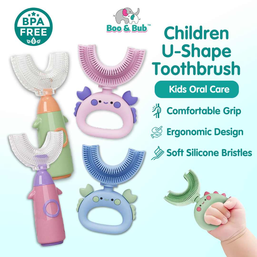 Children U-Shape Toothbrush | U shape Manual Tooth brush Kids Teeth Cleaning Tool Silicone Teeth Cleaning - Boo & Bub
