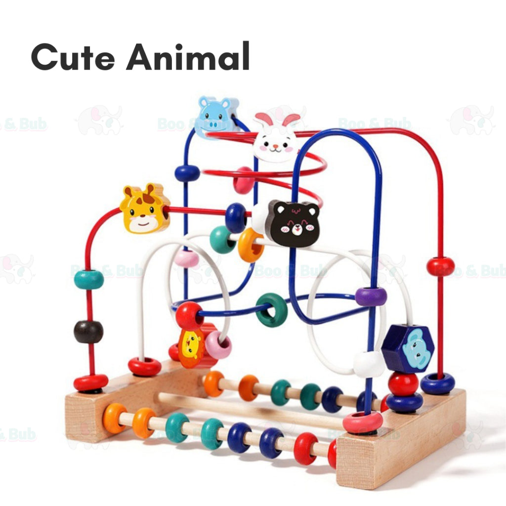 Boo&Bub Montessori Educational Toy Wooden 8 in 1 Multipurpose Activity Cube Center Toys | Abacus Wooden Beads - Boo & Bub