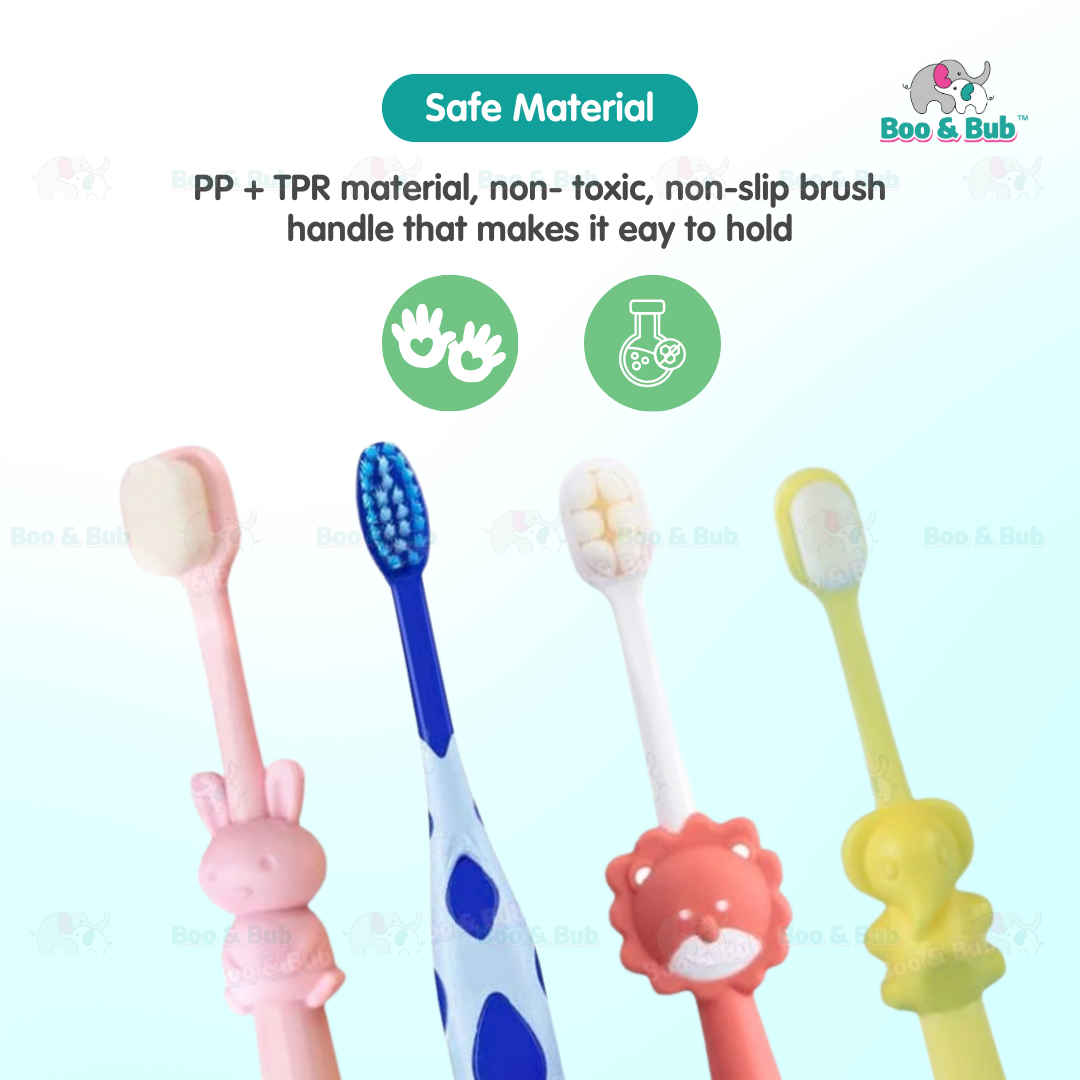 Cartoon Kid Toothbrush | Baby Cleaning Teether Dental Oral Hygiene Care Anti Slide Handle Tooth Brush - Boo & Bub