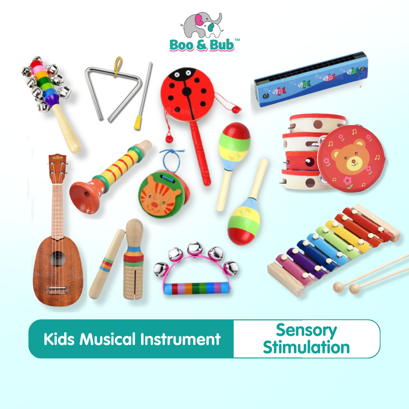 Baby Kids Musical instrument Educational Montessori Early Learning Toys | alat muzik rattle bell drum xylophone