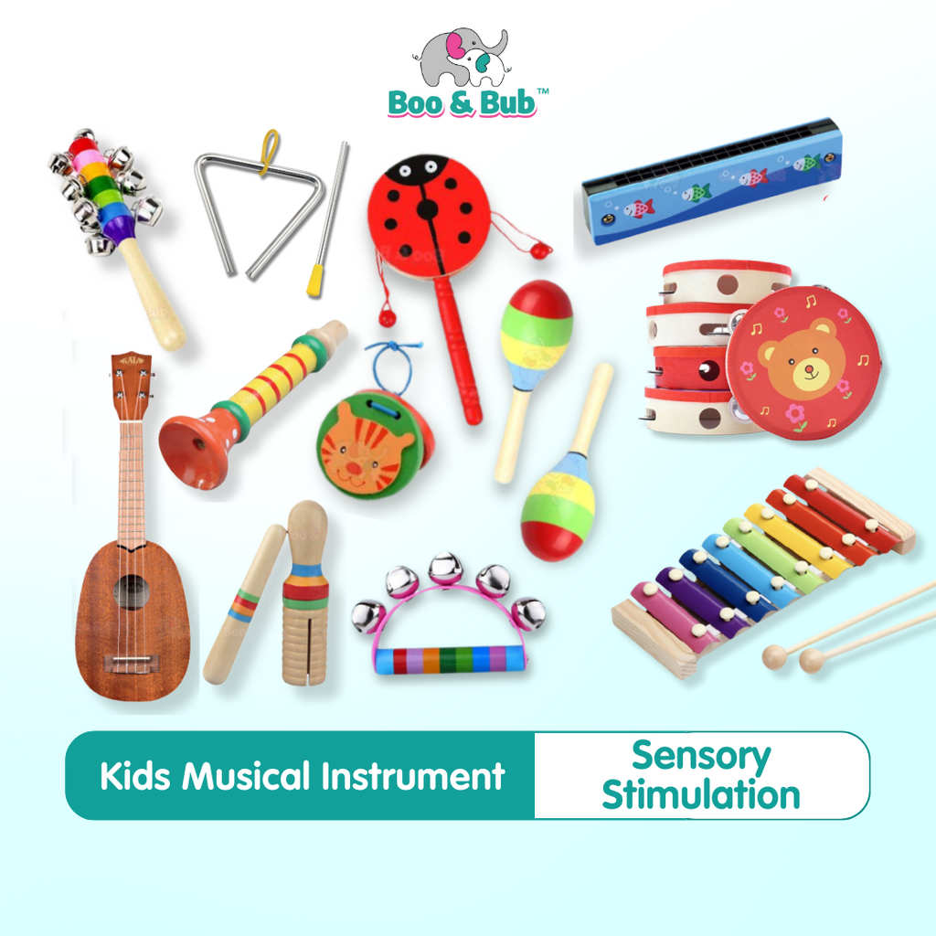 Baby Kids Musical instrument Educational Montessori Early Learning Toys | alat muzik rattle bell drum xylophone - Boo & Bub