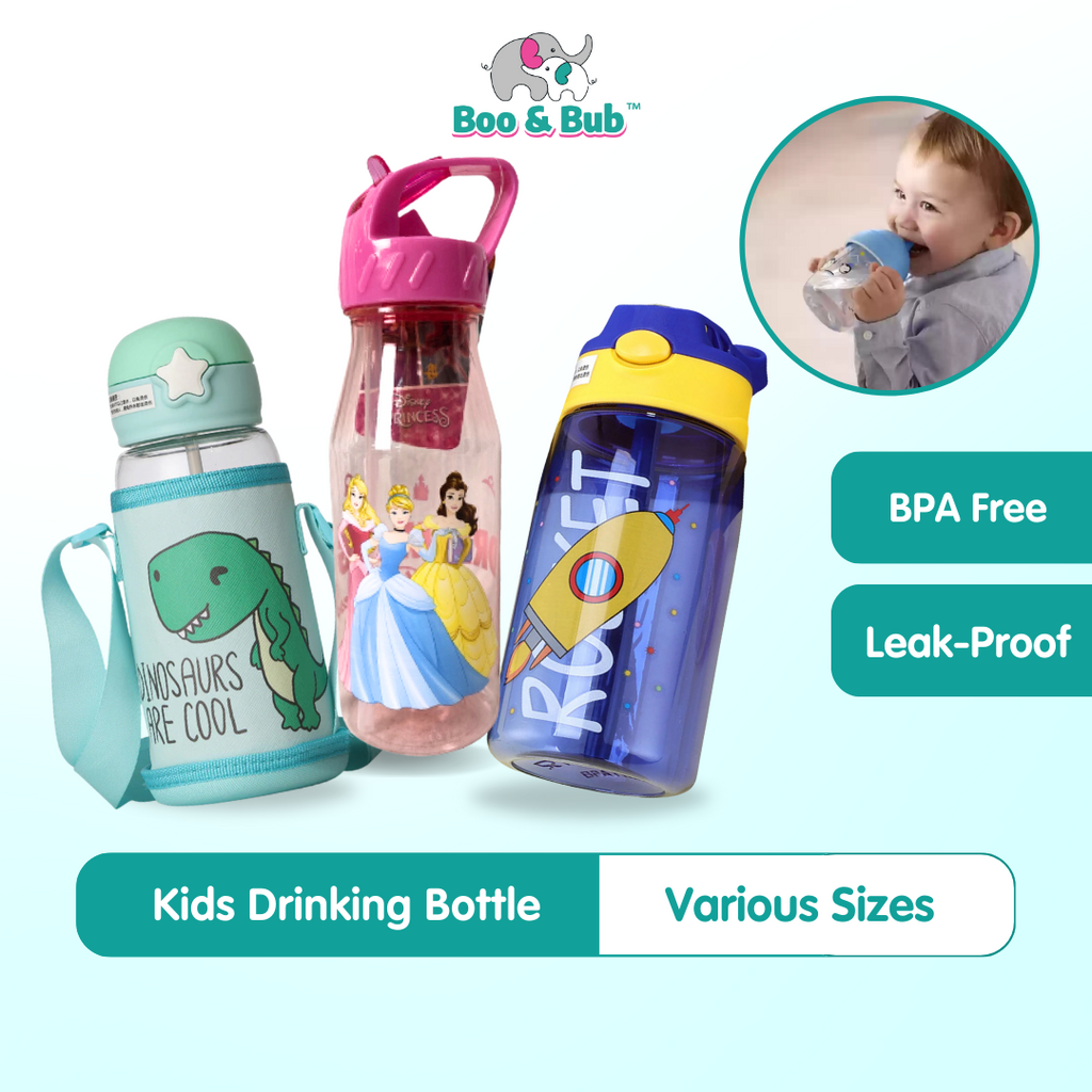 Kids Water Bottle BPA FREE 480ml with Drinking Straw Water Tumbler |  Leakproof Water Bottles Outdoor School - Boo & Bub