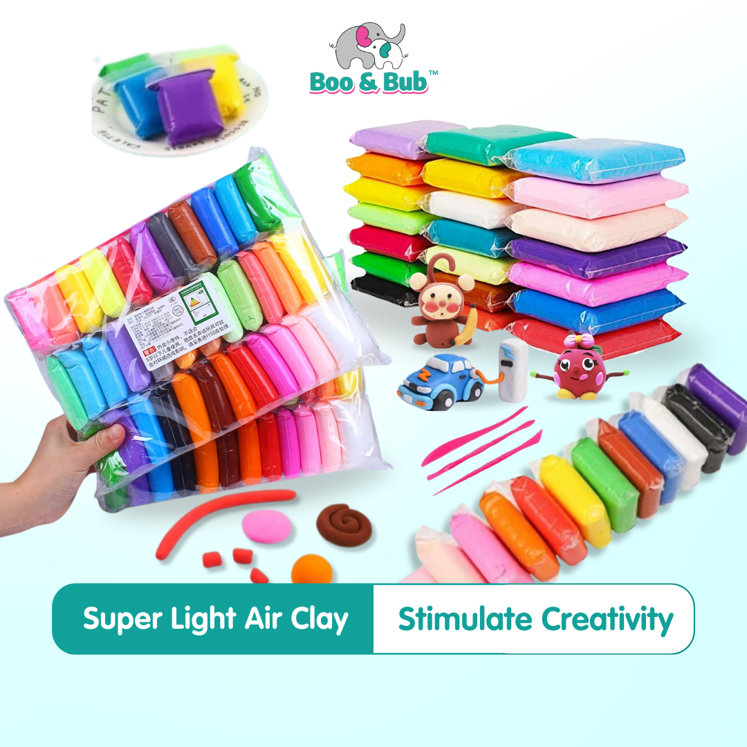 Non-Toxic Plasticine | Colored Educational Air Dry Clay | Children Mud Toy slime, Super Light Clay Play Doh - Boo & Bub