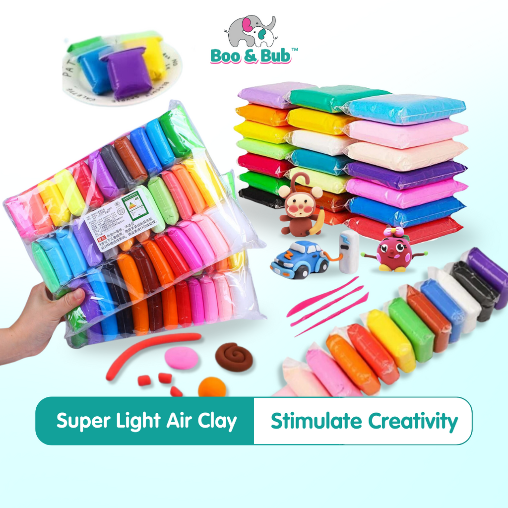 Non-Toxic Plasticine | Colored Educational Air Dry Clay | Children Mud Toy slime, Super Light Clay Play Doh - Boo & Bub
