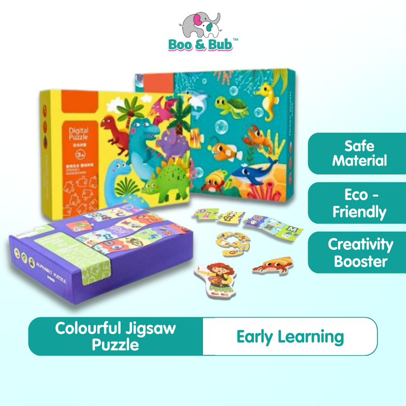 Wooden Colorful Jigsaw Puzzle | Cartoon Animal Dinosaur Jungle Animal Child Kid Baby Early Education Learning