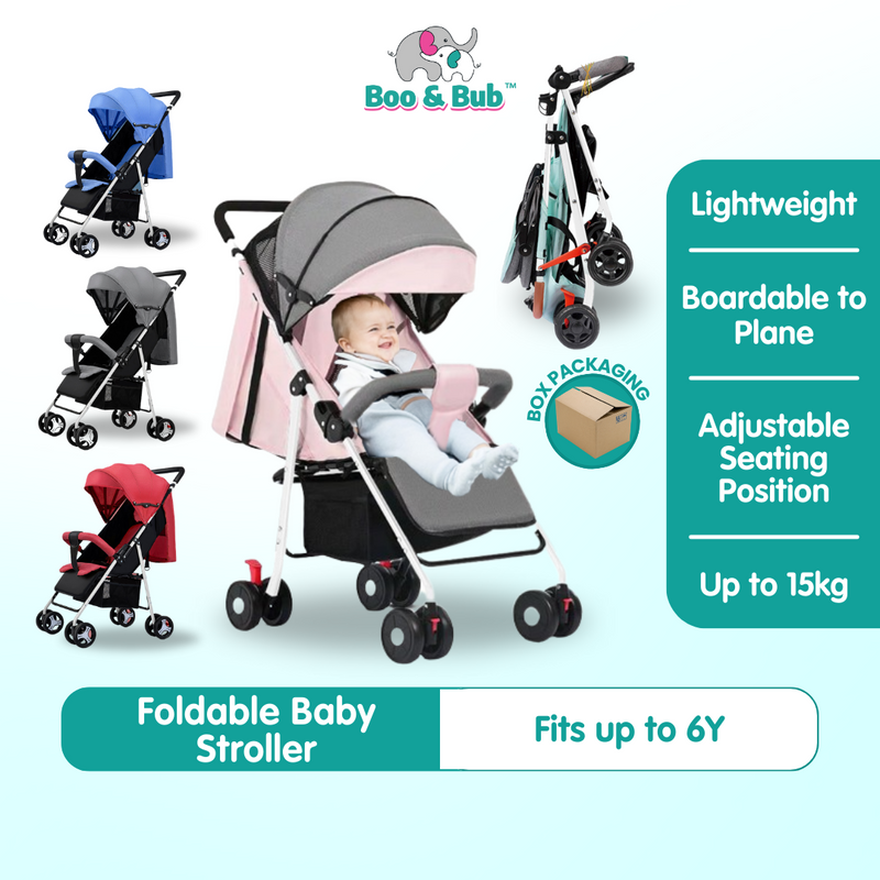 Boo&Bub Multifunction light weight foldable baby stroller for New Born Baby cabin size kereta tolak bayi sorong bayi