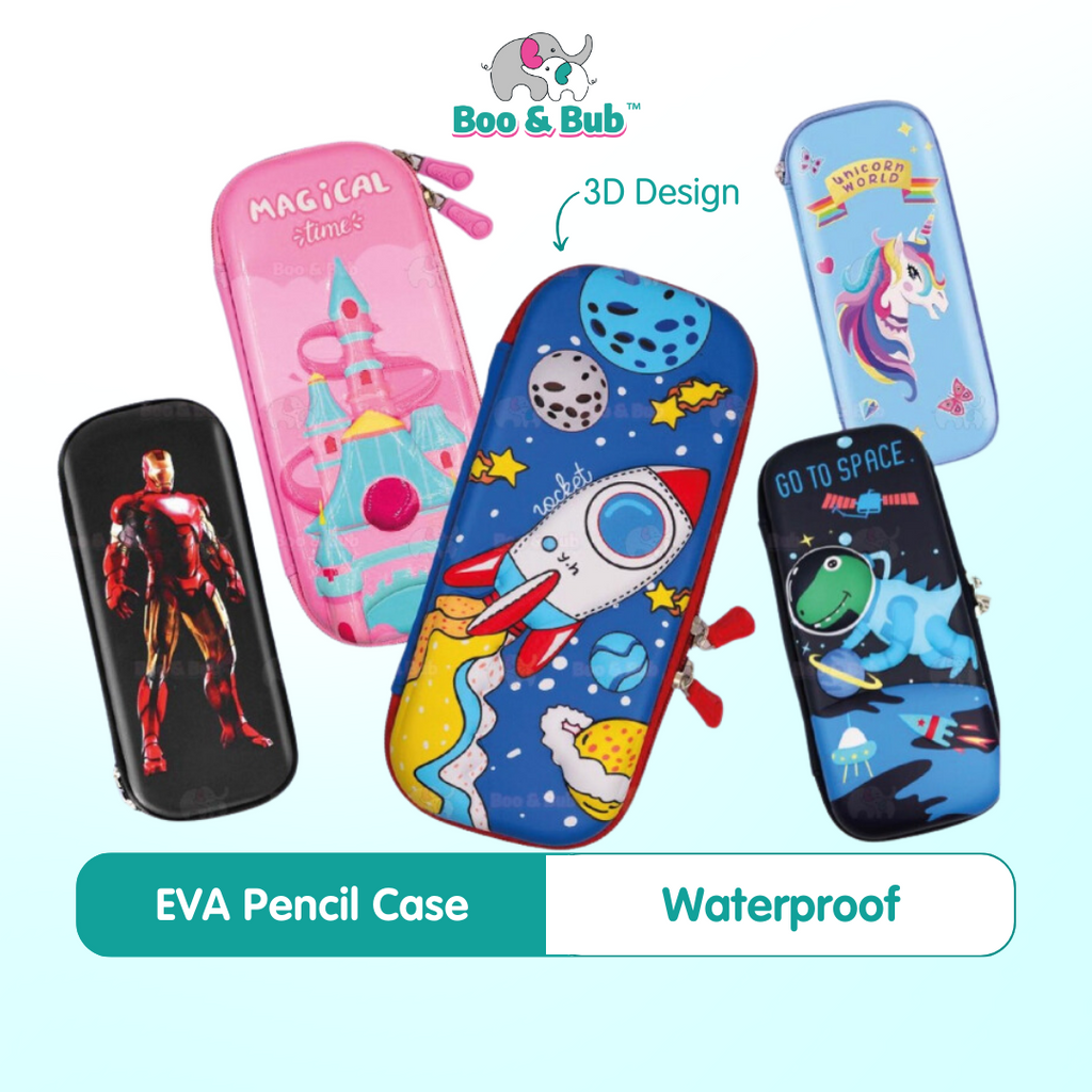 Cartoon EVA Waterproof Pencil Case For Children | Stationery Box Organizer Kotak Pencil Kartun Kalis Air - Boo & Bub