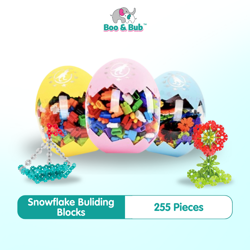 255pcs Snowflake Building Blocks Egg Container | Early Learning Montessori Dinosaur eggs puzzle kid children Gift