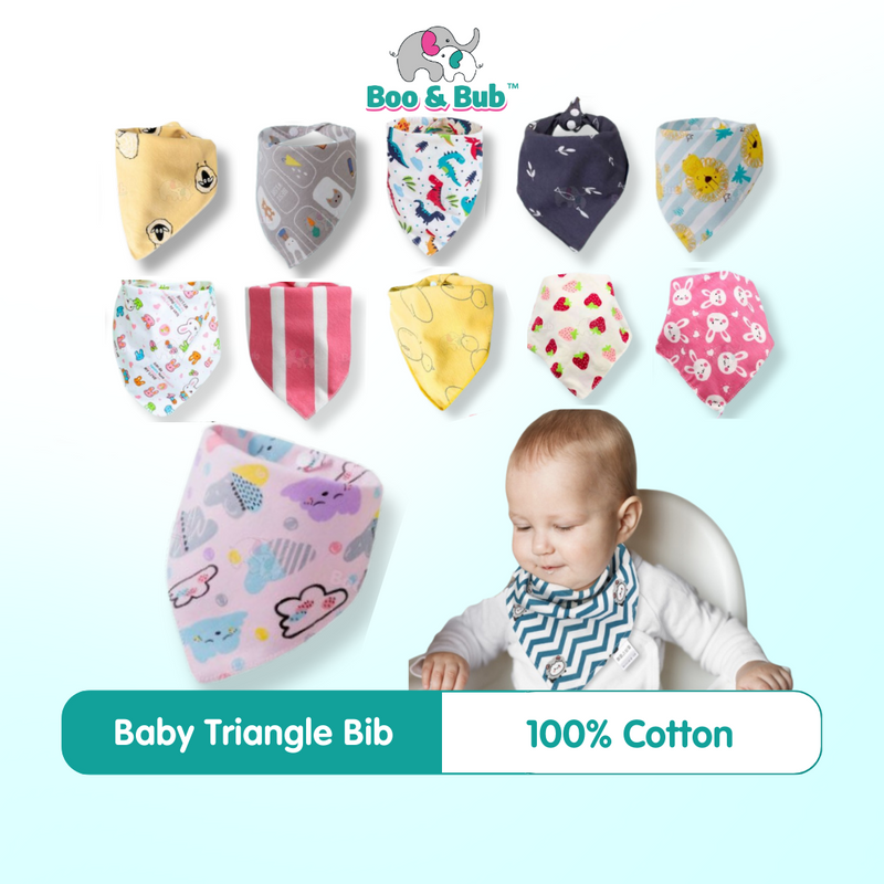 Baby Cotton Triangle Bibs | Toddler newborn Bib With Button | double layers Cartoon Character Animal Print