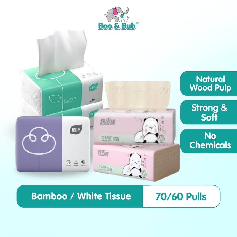 3ply 70 sheets Bamboo Tissue | Soft Facial Tissue Paper Healthy Environmental Friendly Towel 纯竹浆抽纸