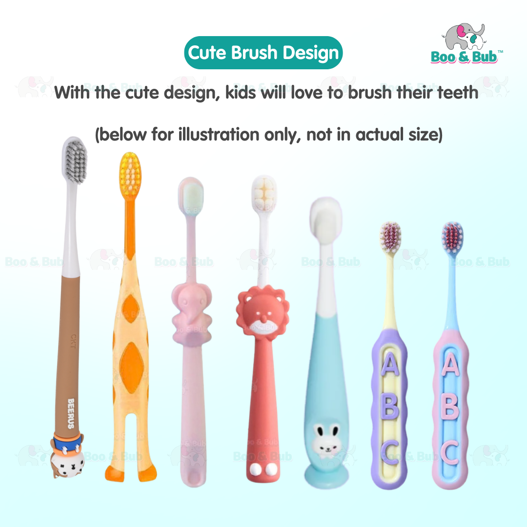 Cartoon Kid Toothbrush | Baby Cleaning Teether Dental Oral Hygiene Care Anti Slide Handle Tooth Brush - Boo & Bub