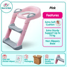 Kids Foldable Soft-Padded Cushion Toilet Training Seat With Anti-Slip Step Ladder | Potty Urinal stool training - Boo & Bub