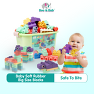 Baby 3D Soft Plastic Big Size Building Blocks | DIY Compatible Rubber Brick Early Educational Teethers Bricks - Boo & Bub