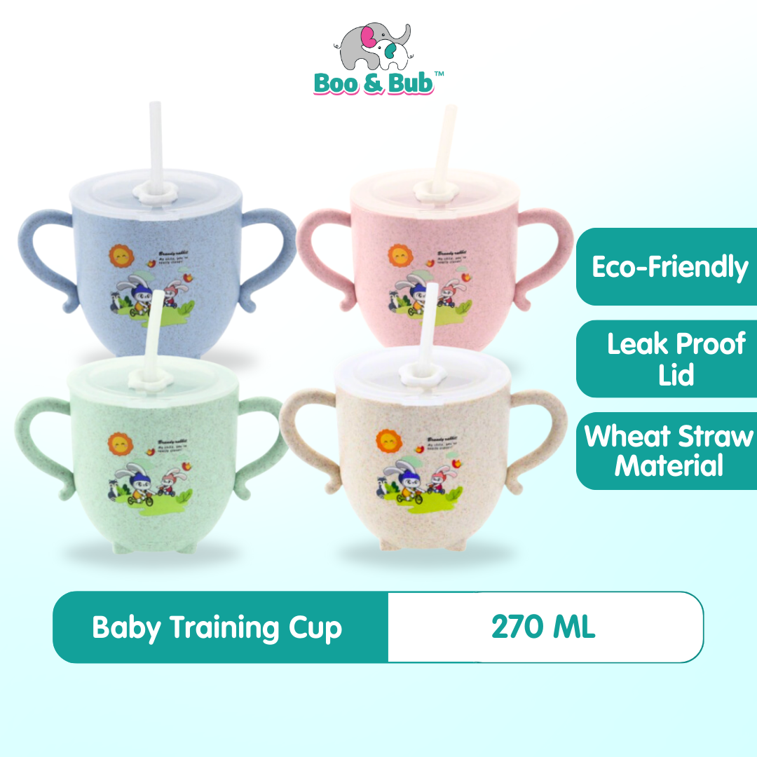 Boo&Bub Baby Training Wheat Straw water cup | Kid Feeding Training Mil ...
