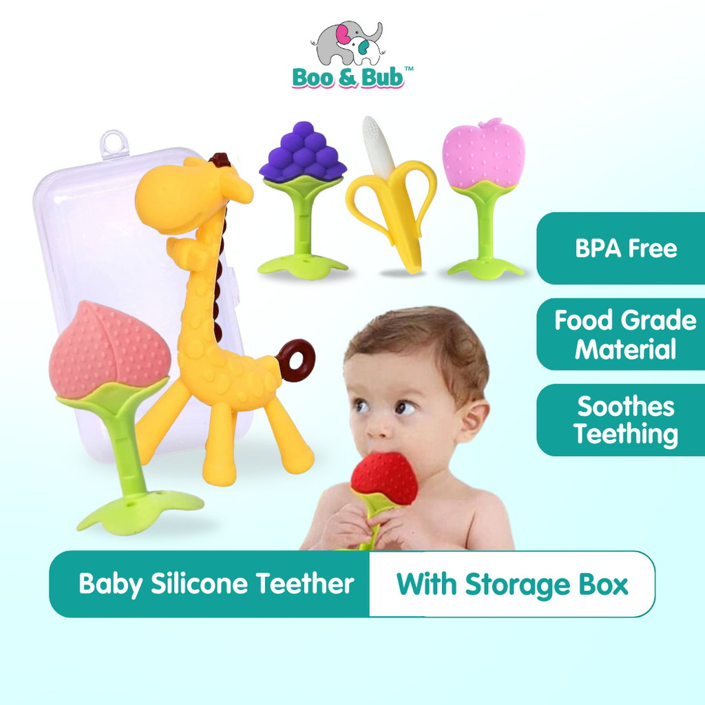Baby Silicone Teether | Banana Giraffe Fruit Baby Teething Chewing For Pacifier Chains BPA Free - Boo & Bub