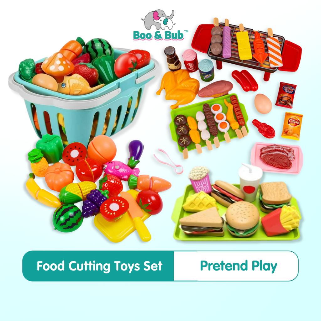 Fruit Vegetable Cutting Pretend Play Set | Plastic Food Toy DIY Gift Toys For Children Kids Educational Toys - Boo & Bub